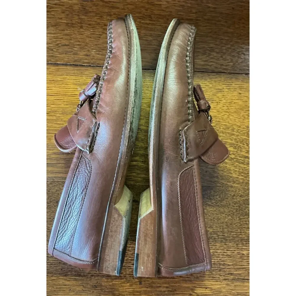 ET Wright brown leather tassel loafer dress shoe men’s size 8.5 Made In Italy